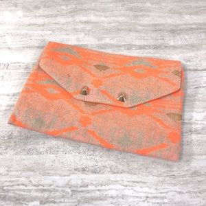 Stella & Dot City Slim Aztec Coral Envelope Clutch